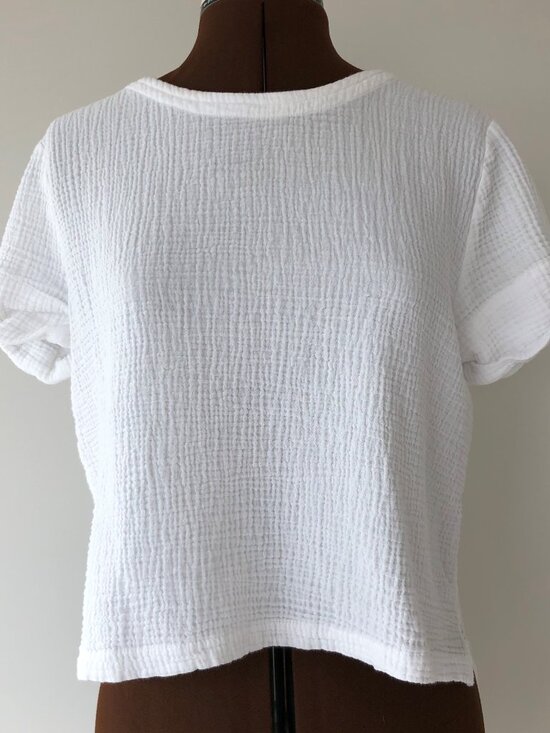 Magaschoni Tops - White Organic Textured Cotton Pullover Top